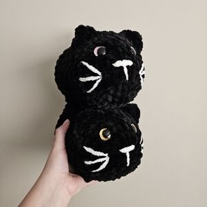 Handmade Crochet Black‎ Loaf Cat Plush Toy Children's Kids Present